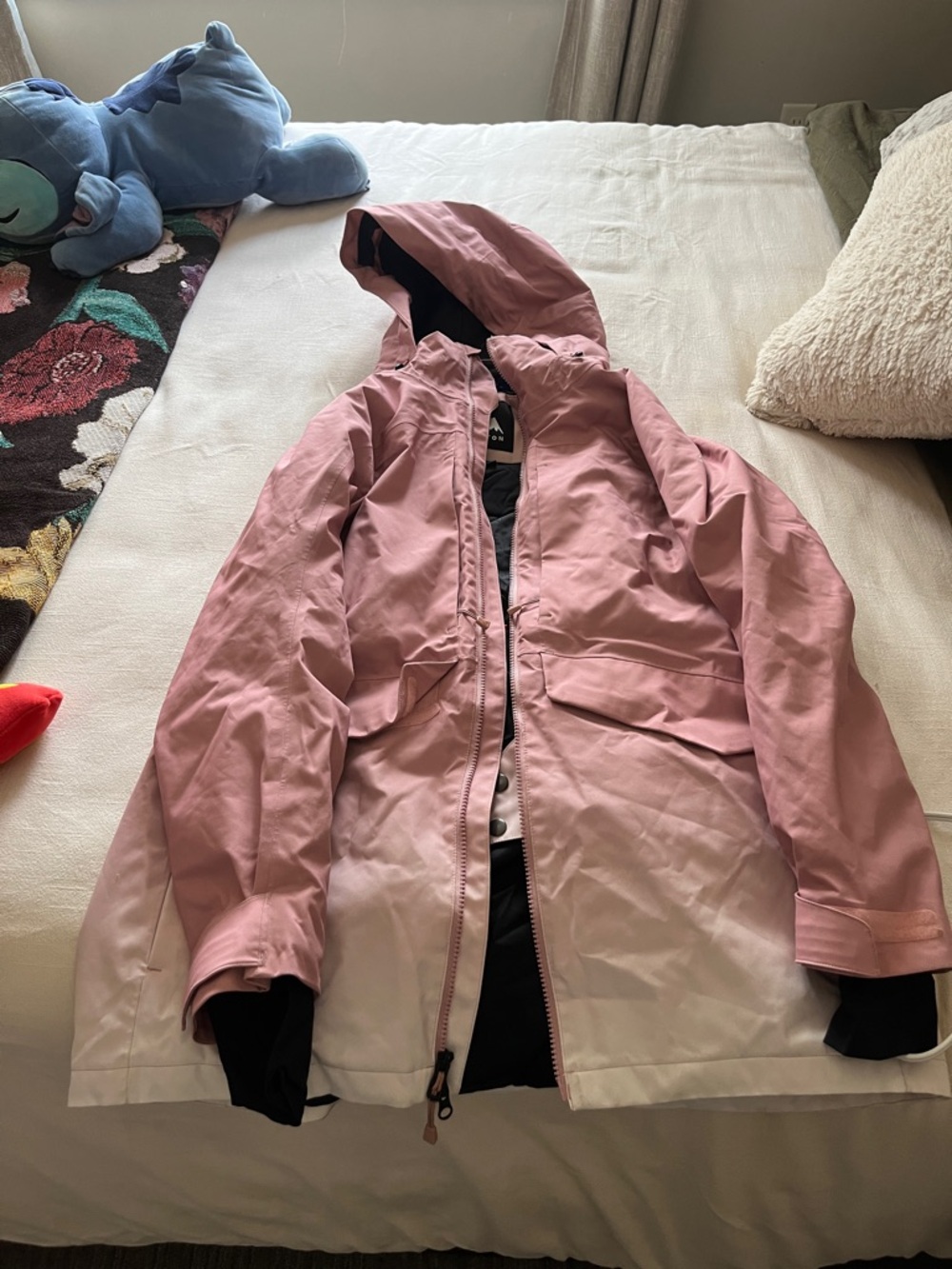 Burton Pink to Cream Ombre Ski Jacket with Hood